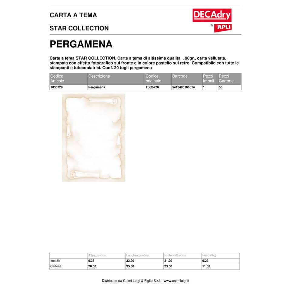 Carta pergamenata Decadry 90 g/m² A4 a tema Star Collection avorio Conf. 20 pezzi - T036720