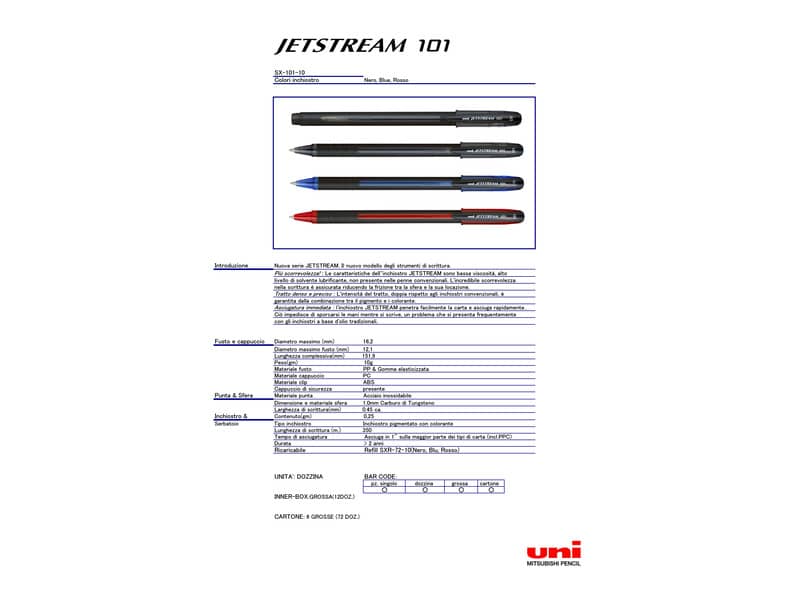 Penna roller Uni Jetstream 101 - 1 mm rosso M SX101/1 R