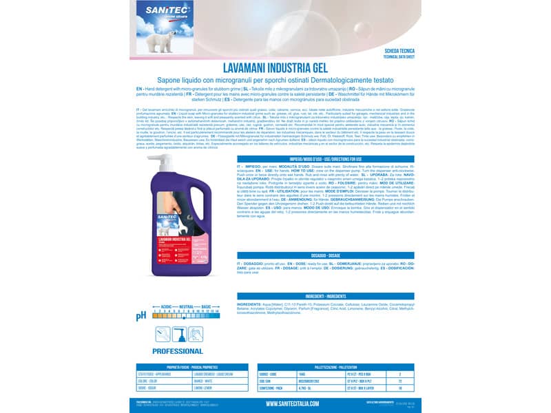 Lavamani con microgranuli SANITEC Industrial Soap agrumi 4,7 kg - 1045