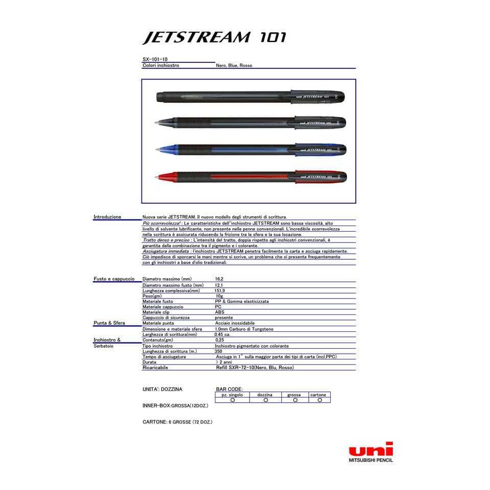 Penna roller Uni Jetstream 101 - 1 mm blu M SX101/1 B