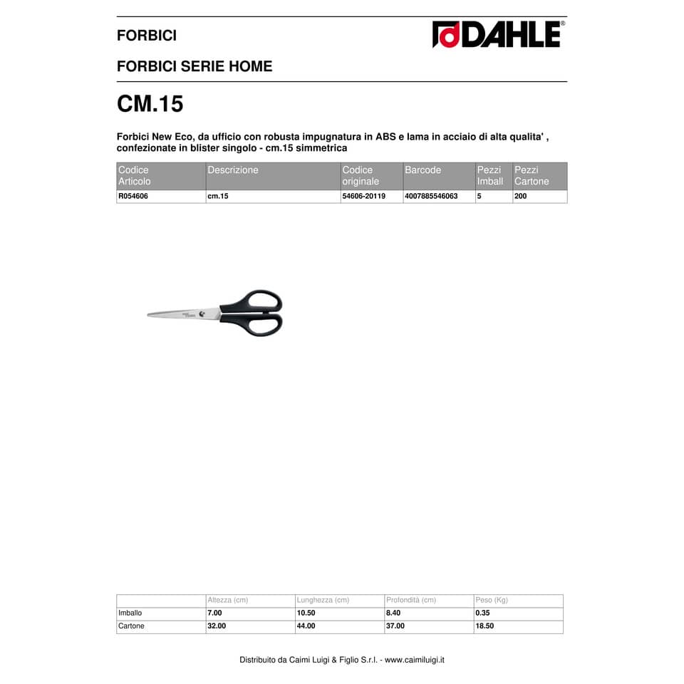 Forbici Dahle serie Home New Eco simmetrica lama 16 cm nero R054606