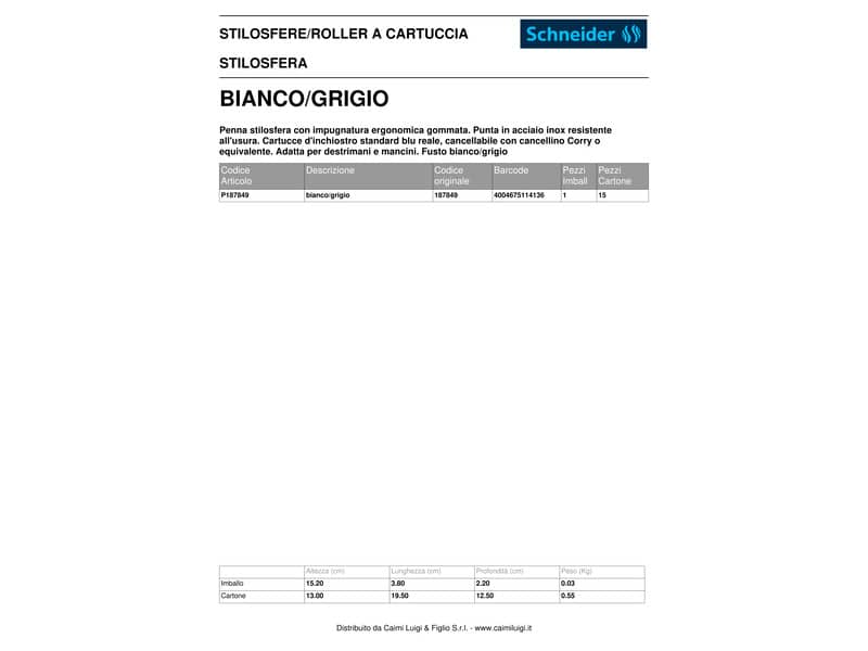 Penna stilosfera Schneider Ray blu  187849