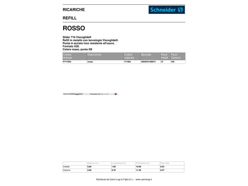 Refill Schneider Slider 710 rosso  171002