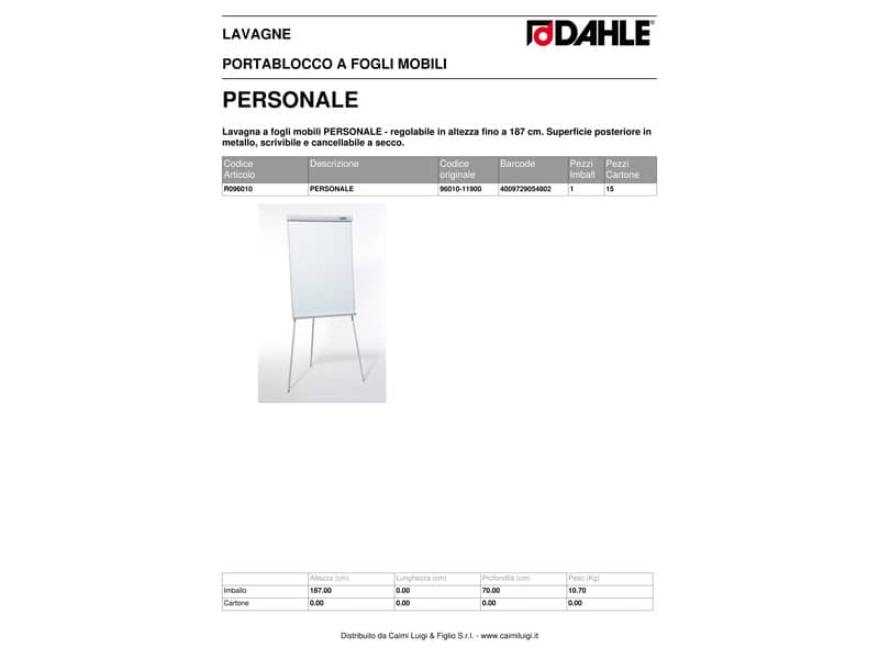 Lavagna a fogli mobili Personale Flip Chart Dahle con treppiedi 68x92 cm grigio R096010