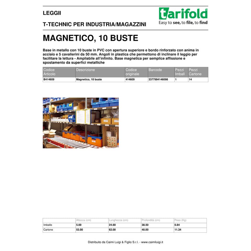 Leggio murale Tarifold® A4 10 buste in PVC 414609