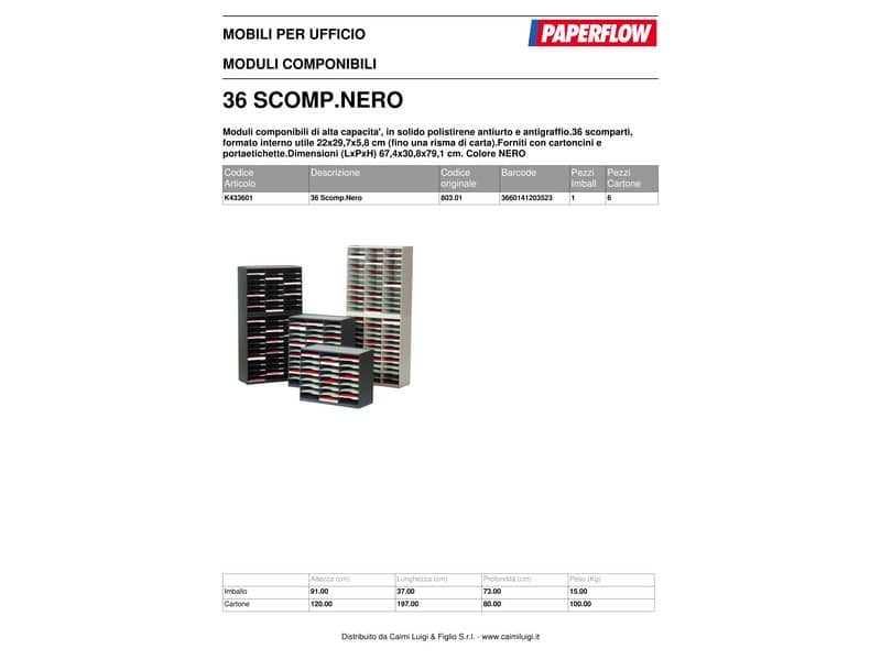 Smistamento corrispondenza Paperflow sistema a 36 scomparti nero K433601