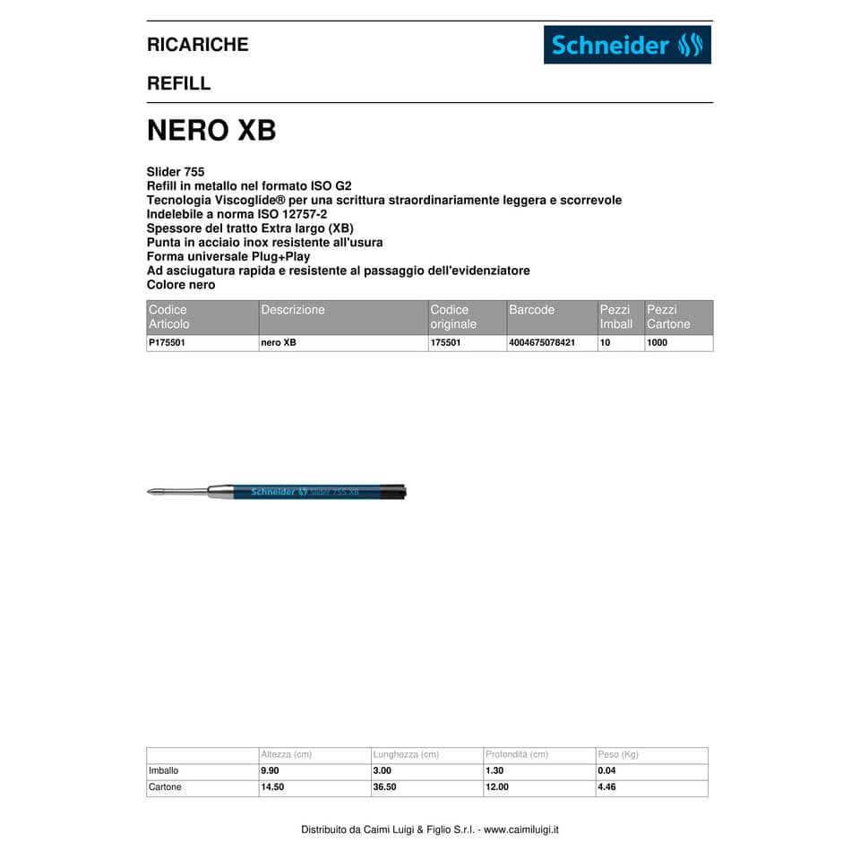 Refill Schneider Slider 755 nero  175501