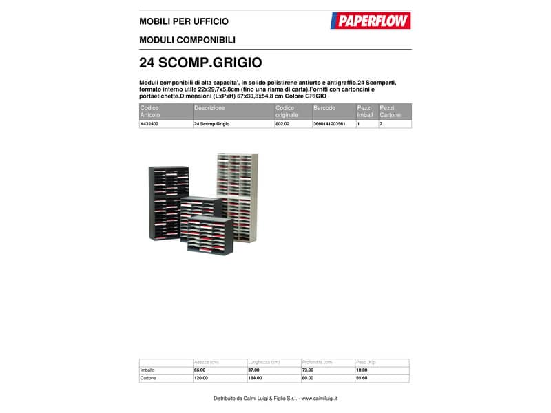 Smistamento corrispondenza Paperflow sistema a 24 scomparti grigio K432402