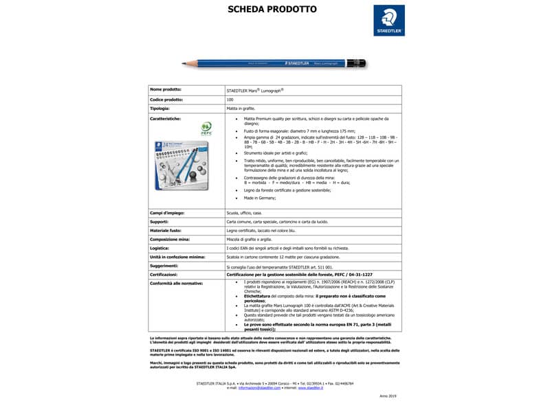 Matita Staedtler Mars Lumograph 100 3B  100-3B