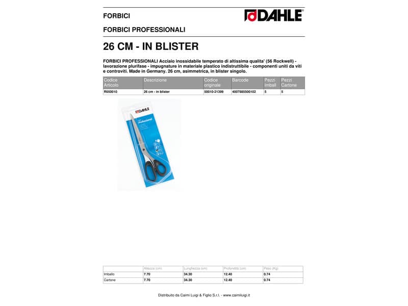 Forbici professionali Dahle asimmetrica acciaio inox nero 26 cm R050010