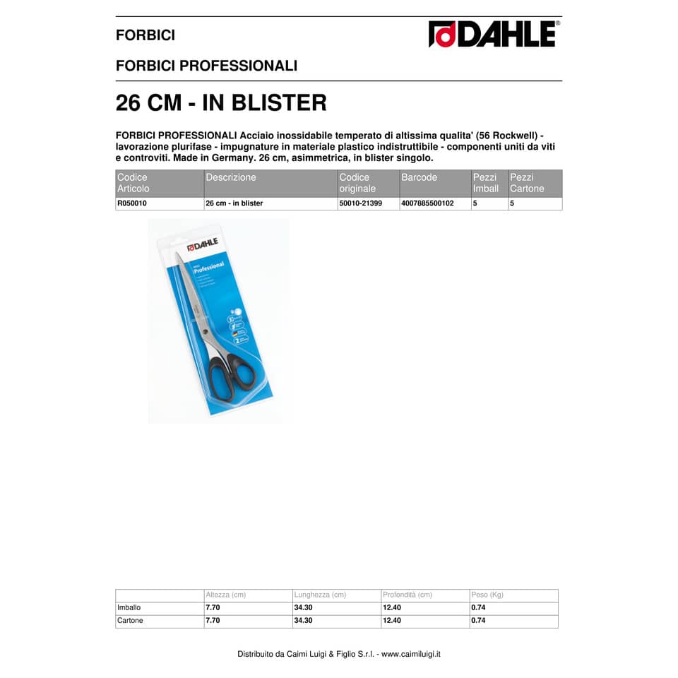 Forbici professionali Dahle asimmetrica acciaio inox nero 26 cm R050010