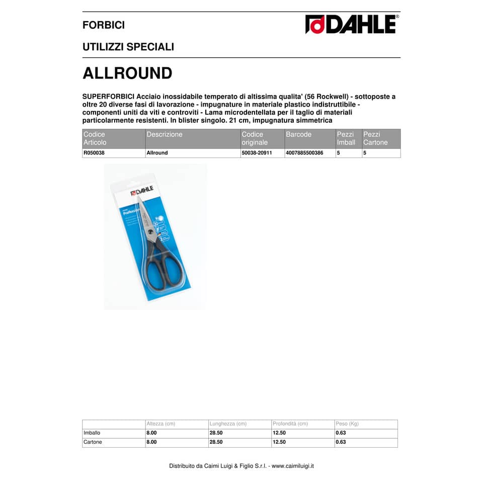 Forbici Dahle Allround simmetrica acciaio inox nero lama 21 cm R050038