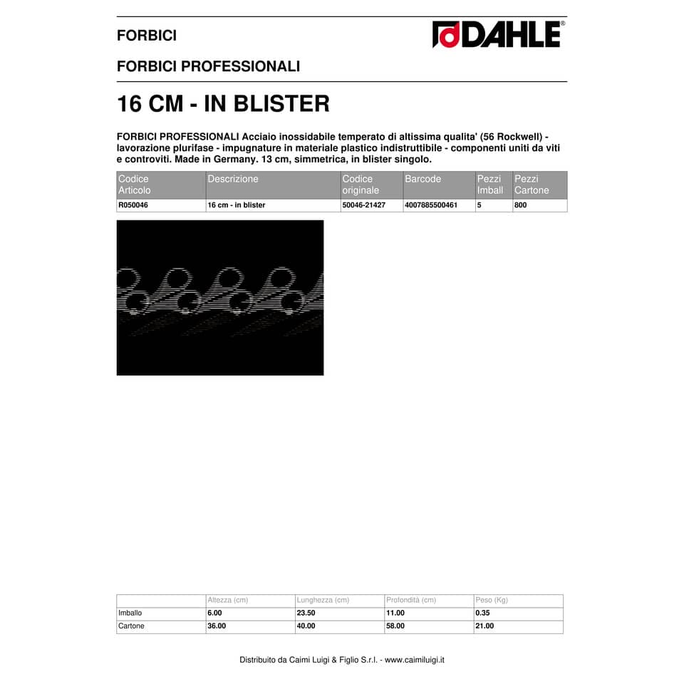 Forbici professionali Dahle acciaio inox simmetriche nero 16 cm R050046