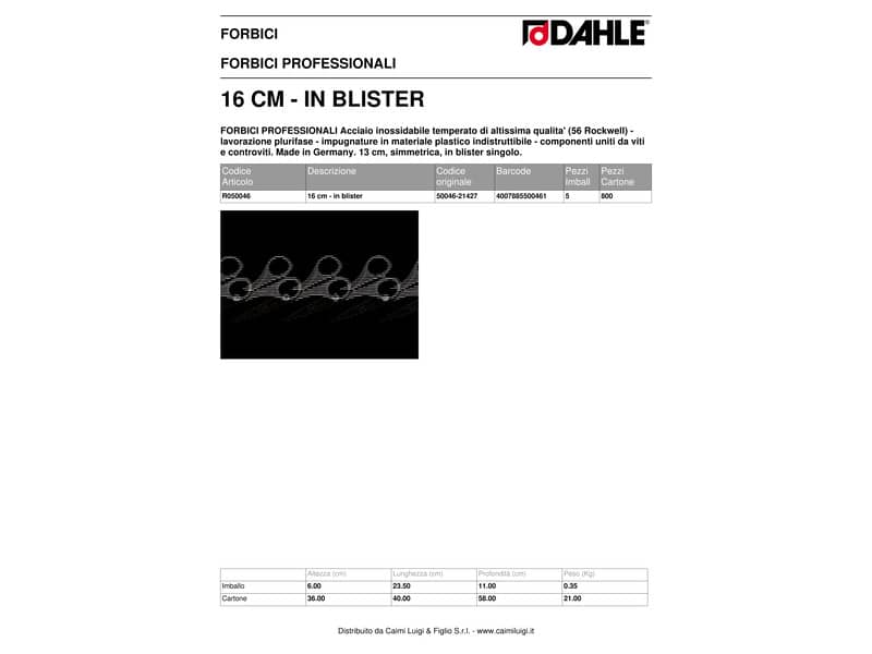 Forbici professionali Dahle acciaio inox simmetriche nero 16 cm R050046