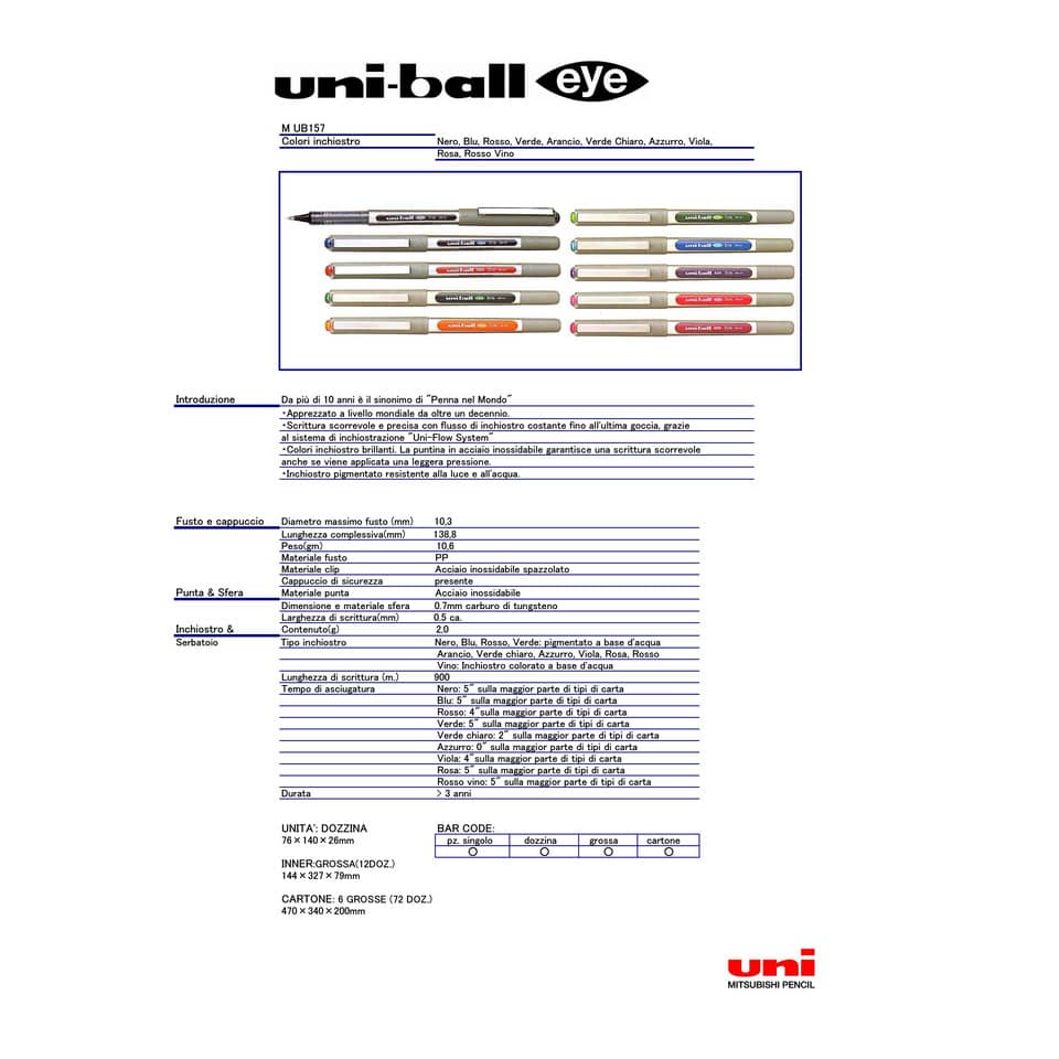 Penna gel con cappuccio EYE 0,7 mm BLU  M UB157 B