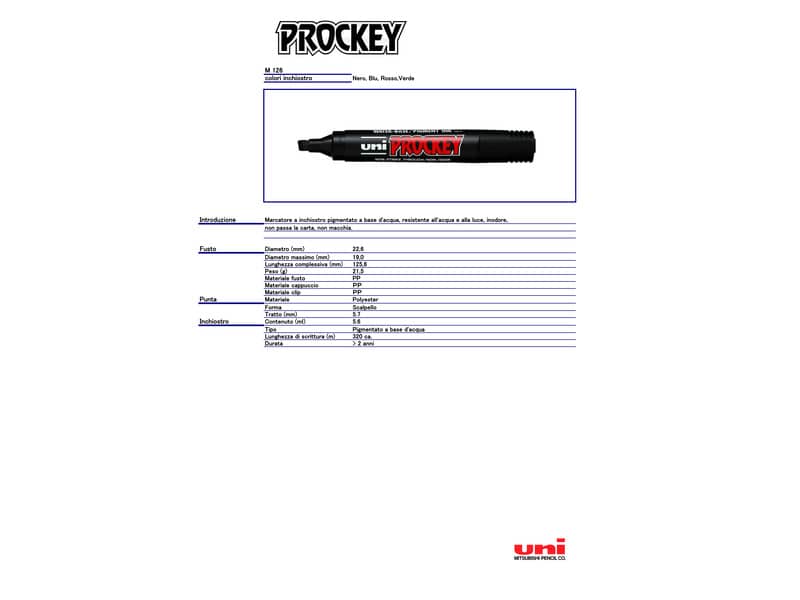 Marcatore speciale PROCKEY punta a scalpello 1-5,7 mm BLU M 126 B