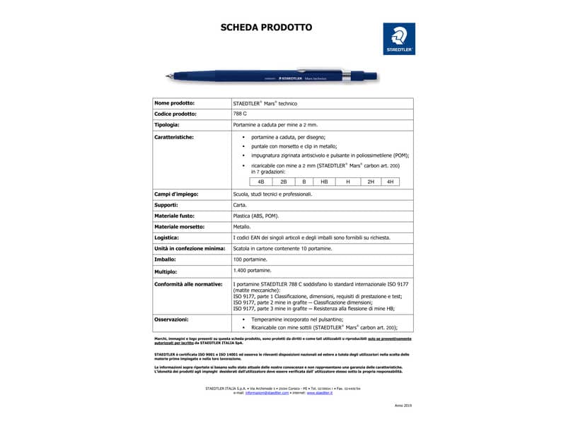 Portamine a pinza Staedtler Mars Technico 788 C HB 2,0 mm 788 C