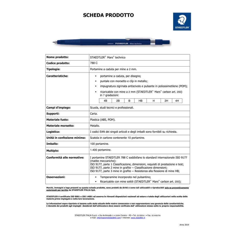 Portamine a pinza Staedtler Mars Technico 788 C HB 2,0 mm 788 C