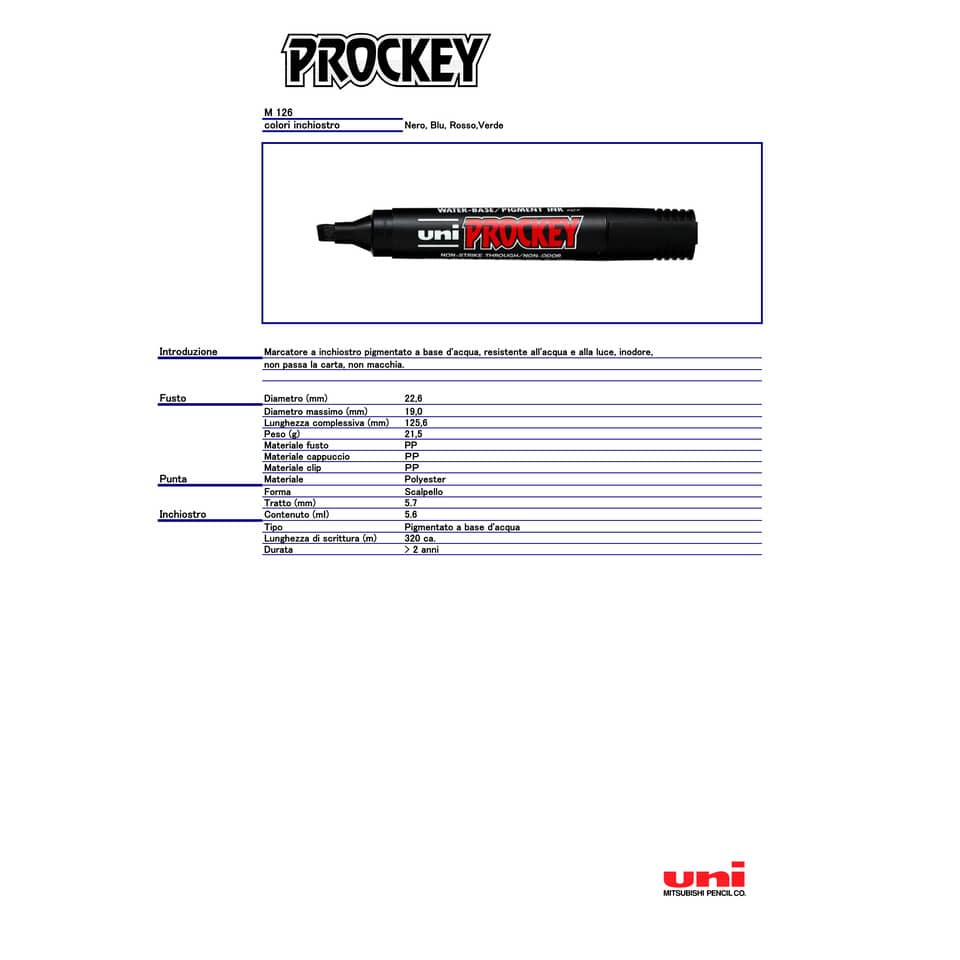 Marcatore speciale PROCKEY punta a scalpello 1-5,7 mm ROSSO M 126 R