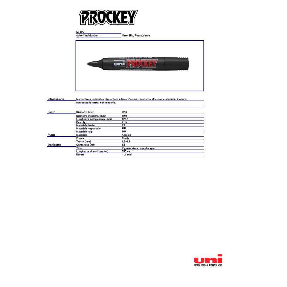Marcatore speciale PROCKEY punta tonda 1,8 mm BLU M 122 B