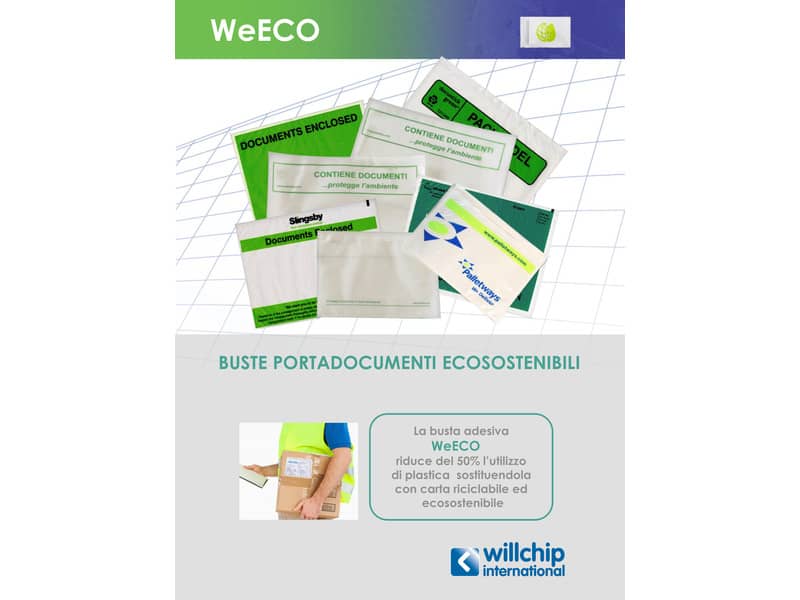 Buste autoadesive portadocumenti WeECO 24x18 cm trasp. ( 50% plastica in meno) conf. da 100 buste - G-240180100N