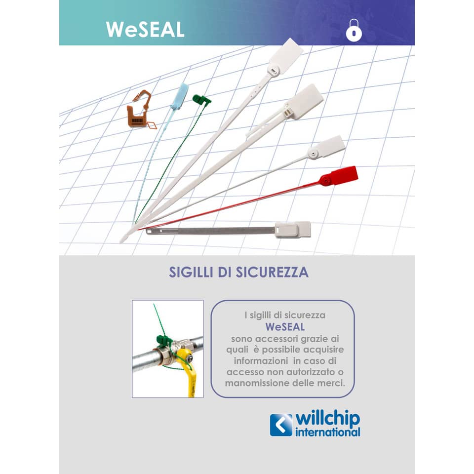 Sigilli di sicurezza in ppl WeSeal WeSeal lunghezza 212 mm bianco conf. da 100 sigilli - SIG-001/N