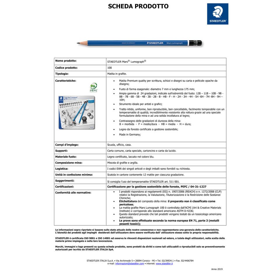Matita Staedtler Mars Lumograph 100 H  100-H