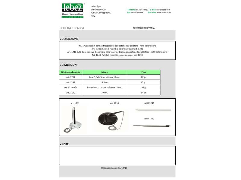 Base in acrilico con stiloforo Lebez refill nero formato 5,5x8x3 cm trasparente - 1701