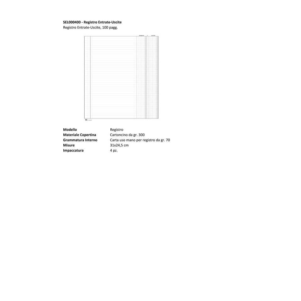 Registro Entrate-uscite Semper 96 pagg. 31x24,5 cm SEL000400