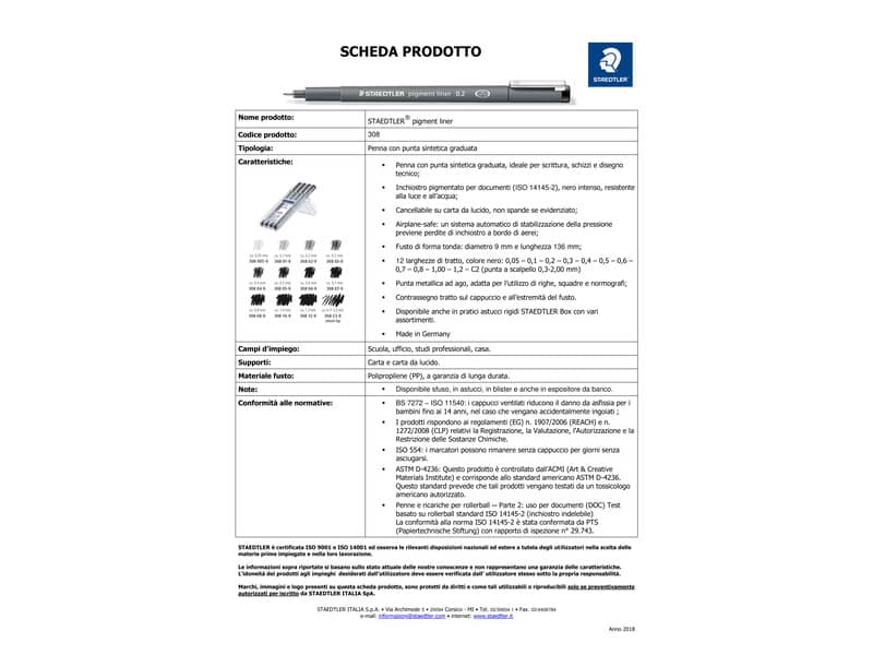 Fineliner Staedtler Pigment Liner 308 0,05 mm 308 005-9