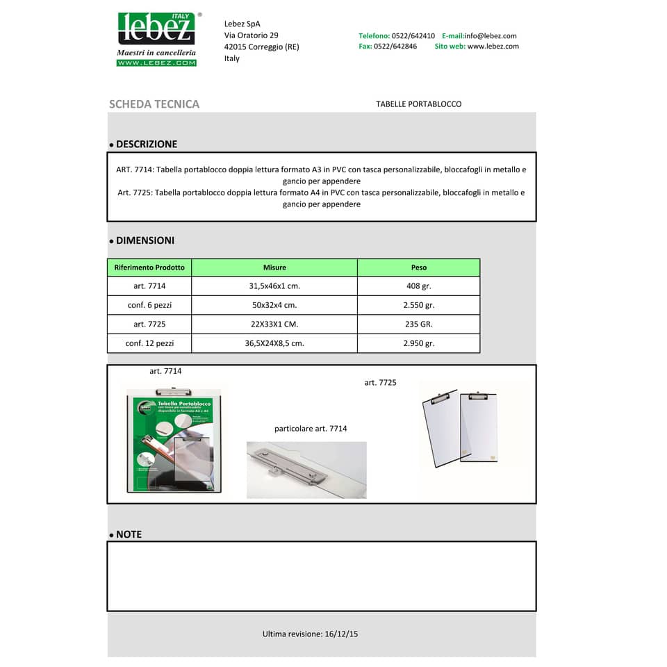 Tavoletta portablocco Lebez A4 trasparente per doppia lettura 7725