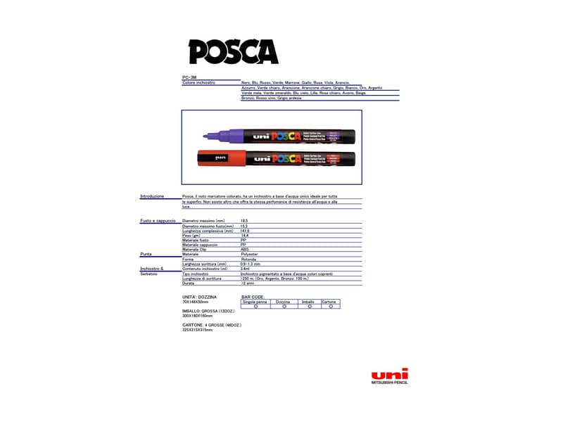 Marcatore a tempera POSCA Uni-Ball punta tonda 0,9-1,3 mm rosa M PC3M RA
