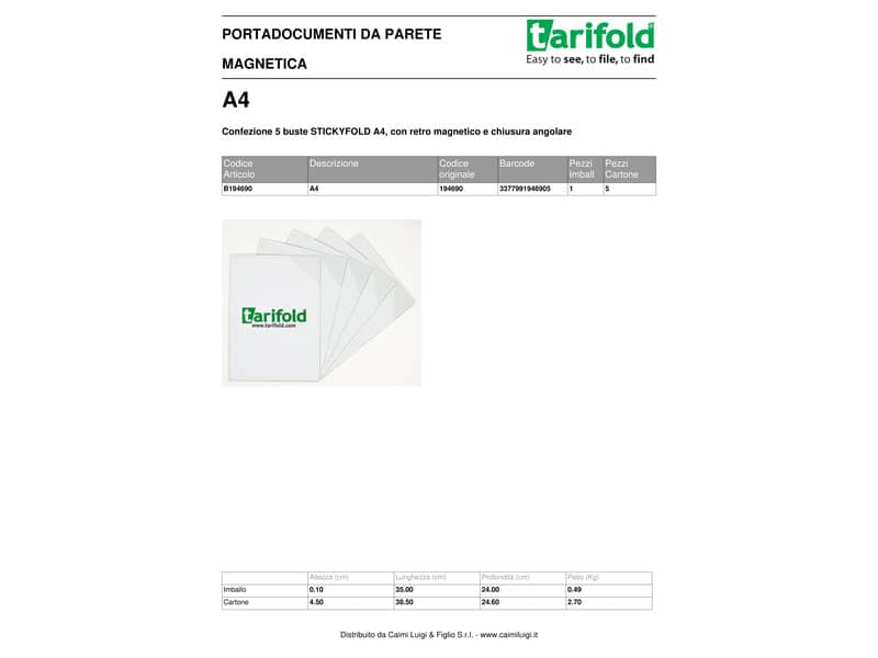 Buste portavvisi Tarifold® Stickyfold trasparente conf. 5 buste - 194690