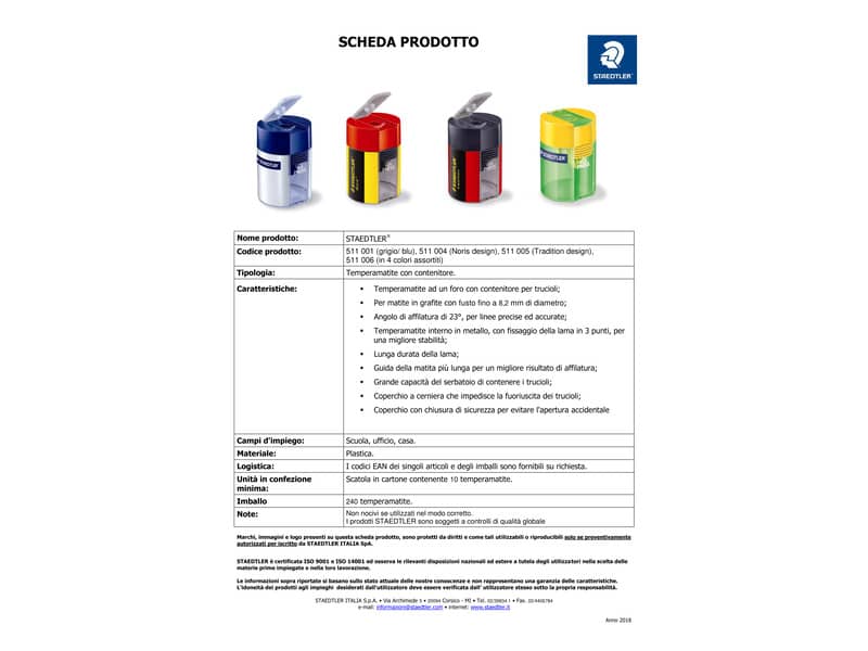 Temperamatite con contenitore Staedtler Noris Design 511 004 giallo-nero 511 004