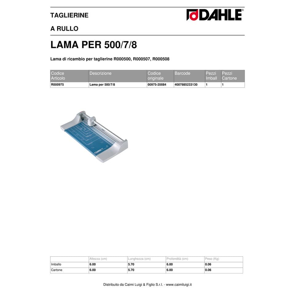 Lama di ricambio Dahle per Dahle Roll & Cut 46./56./56./66.00500 - 00507 - 00508 grigio - R000975