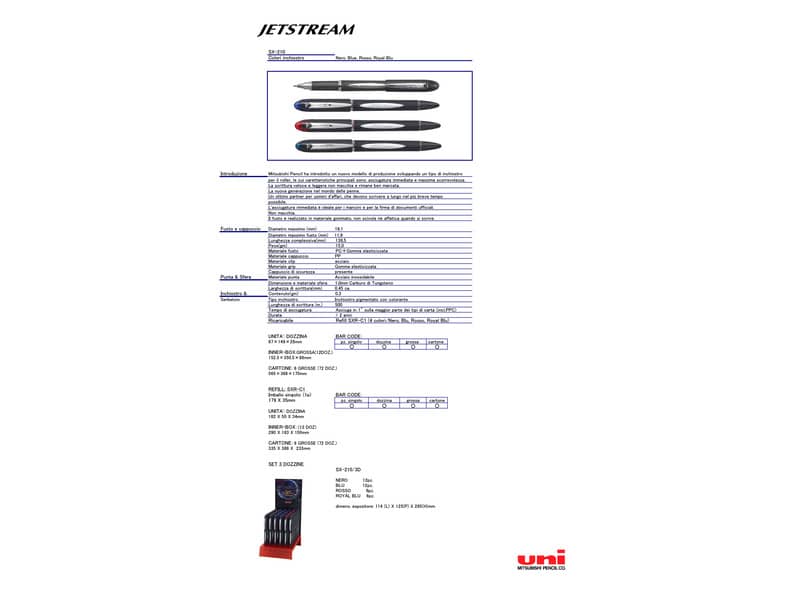 Penna roller con cappuccio JETSTREAM 1 mm nero M SX210 N