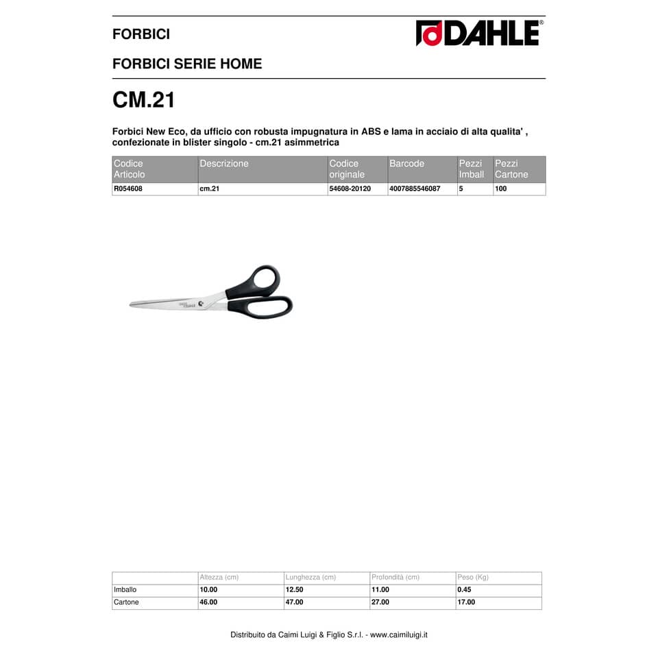 Forbici Dahle serie Home New Eco asimmetrica lama 21 cm nero R054608