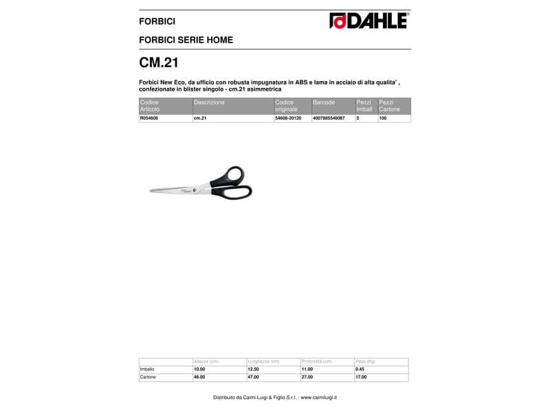 Forbici Dahle serie Home New Eco asimmetrica lama 21 cm nero R054608