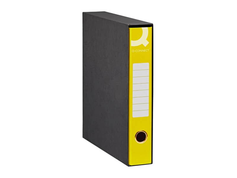 EC - Registratore commerciale con custodia Q-Connect 23x30 cm dorso 5 cm giallo - 0201990/QM.GI