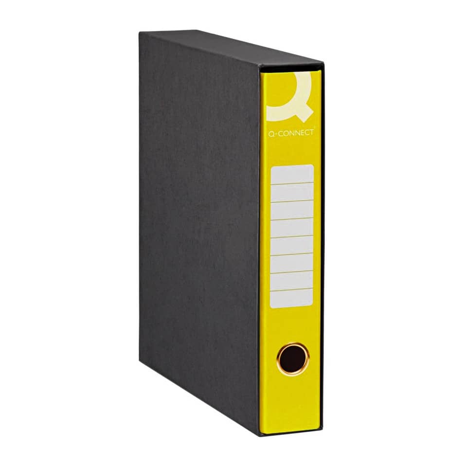 EC - Registratore commerciale con custodia Q-Connect 23x30 cm dorso 5 cm giallo - 0201990/QM.GI