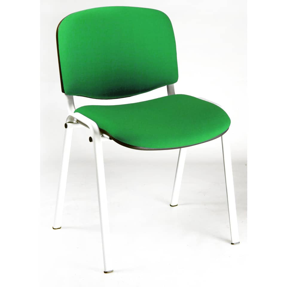 Sedia visitatore 4 gambe Unisit Dado D5B acciaio bianco - rivestimento eco verde - Conf. 2 pezzi - D5B/2/EV