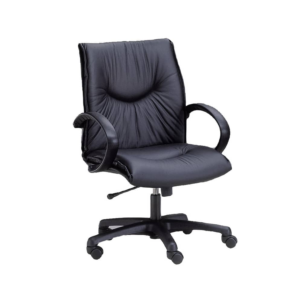 Poltrona direzionale girevole Unisit Fornax FXDO schienale basso rivestimento similpelle nero - FXDO/KN