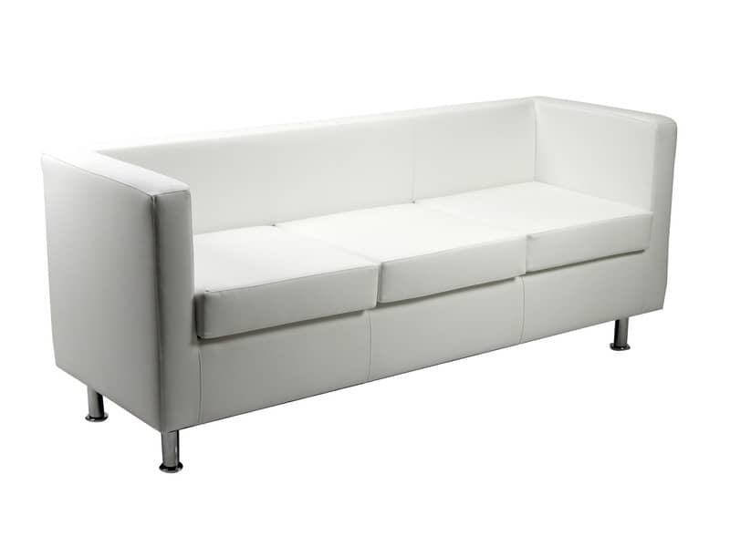 Divano attesa 3 posti Unisit Pragma PR3 schienale fisso - rivestimento in ecopelle bianco - PR3/KQ