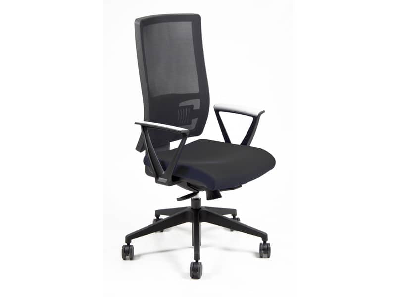 Sedia operativa girevole Unisit Nereide NDAE schienale in rete - rivestimento Eco nero - NDAE/EN