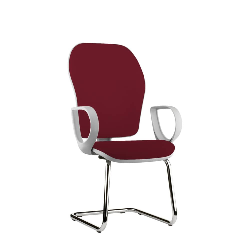 Sedia operativa interlocutore su slitta Unisit Hubble Grafix HUHUSGR schienale rete nero - sedile ignifugo bordeaux