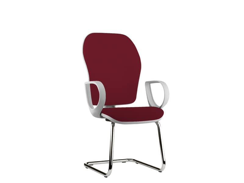 Sedia operativa interlocutore su slitta Unisit Hubble Grafix HUHUSGR schienale rete nero - sedile ignifugo bordeaux