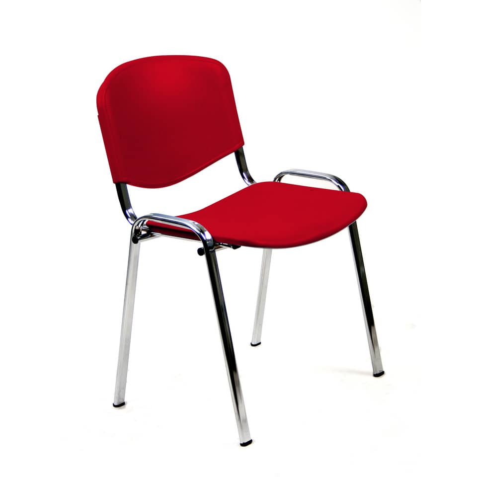 Sedia visitatore a 4 gambe Unisit Dado D5PC - struttura cromo - PPL rosso - conf. 2 pezzi - D5PC/2/RO