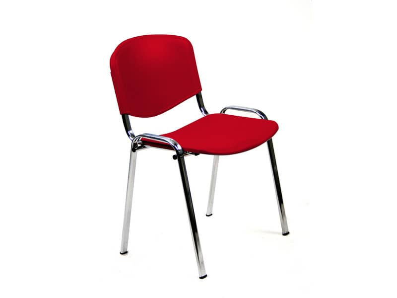 Sedia visitatore a 4 gambe Unisit Dado D5PC - struttura cromo - PPL rosso - conf. 2 pezzi - D5PC/2/RO