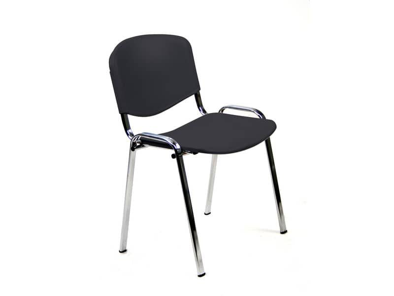 Sedia visitatore a 4 gambe Unisit Dado D5PC - struttura cromo - PPL nero - conf. 2 pezzi - D5PC/2/NE