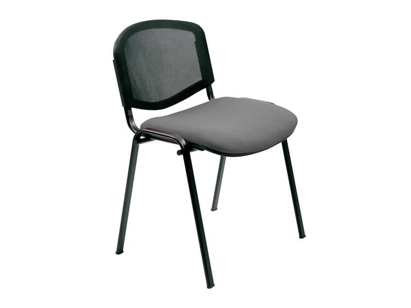 Sedia visitatore 4 gambe Unisit Dado D5N schienale in rete - rivestimento eco grigio scuro - Conf. 2 pezzi - D5N/2/ET